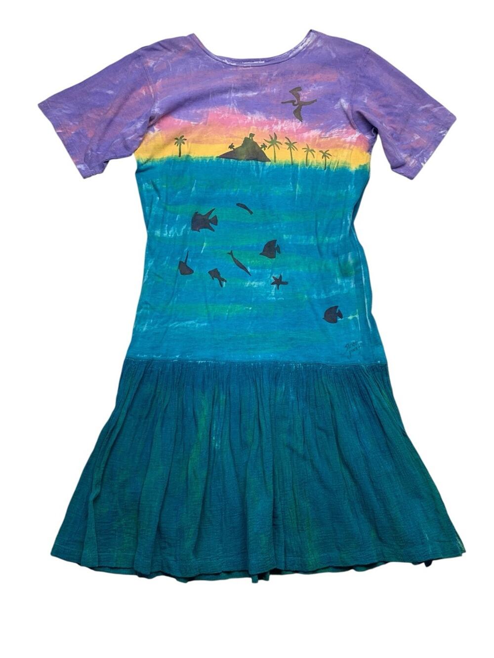 Sloop Jones size 1 medium large purple ocean swim cover dress beach islands vint